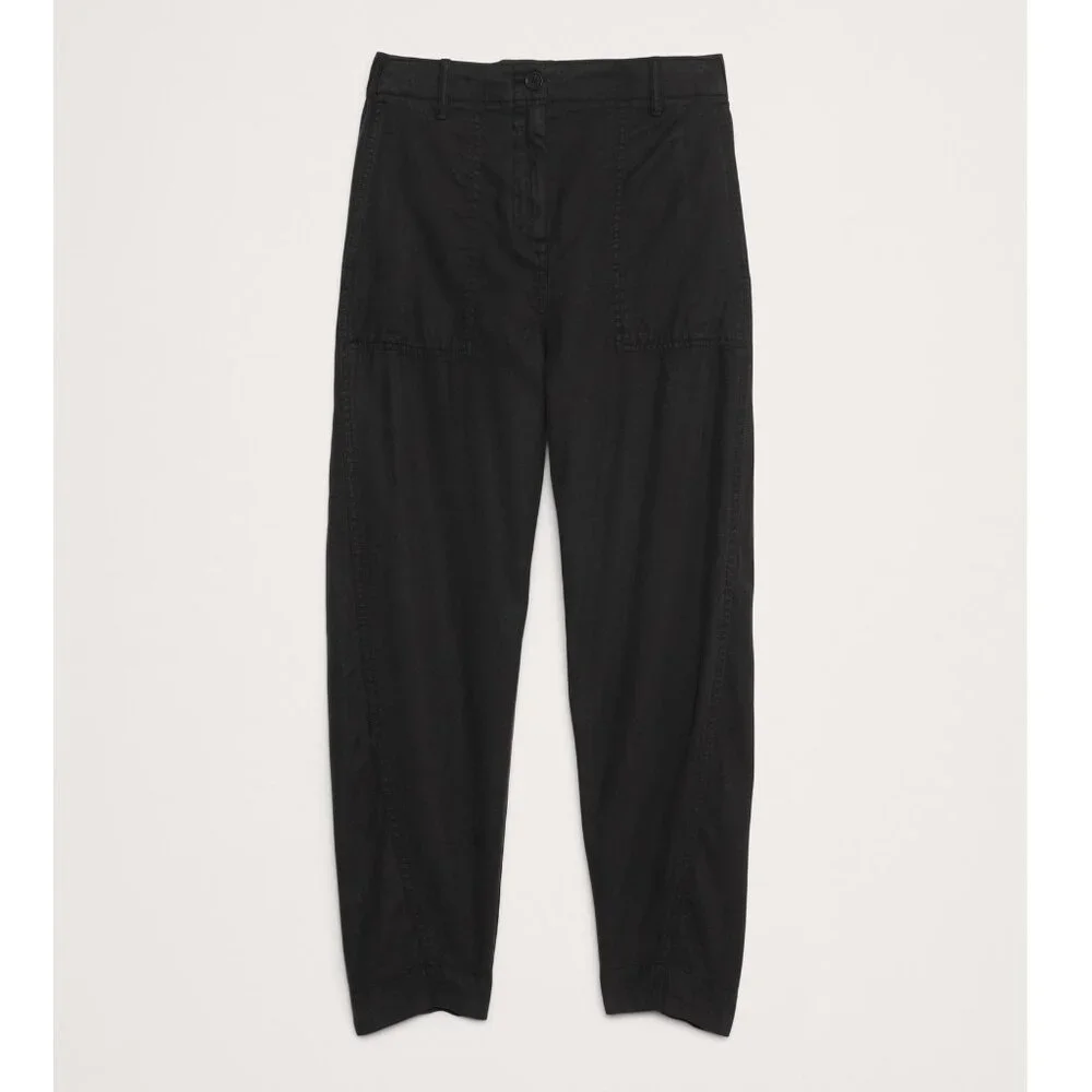 NWT! Banana Republic Black Cotton-Tencel Barrel Leg Soma Twill Pants XS